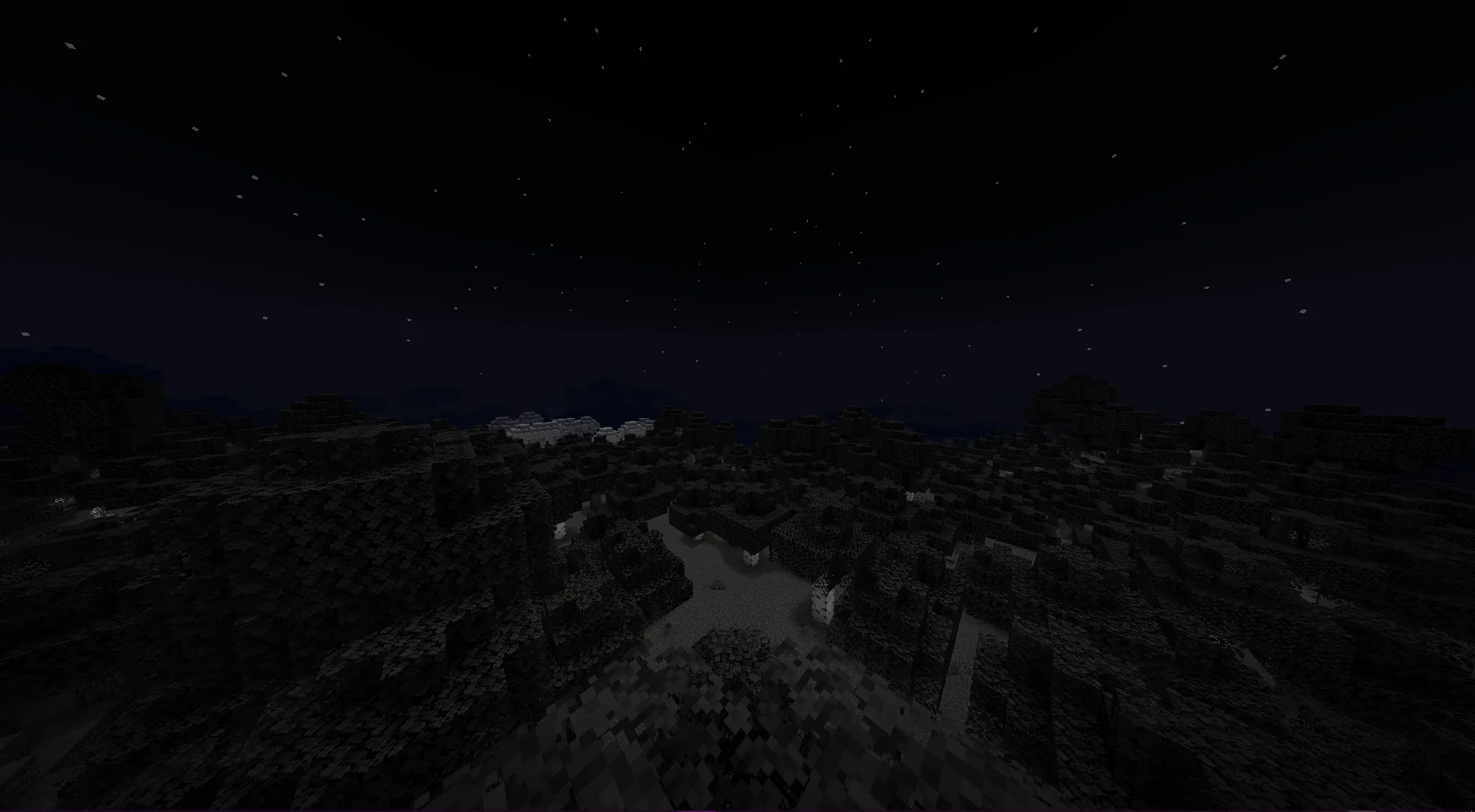 Ночной пейзаж в Minecraft с шейдерами Energy Shaders.