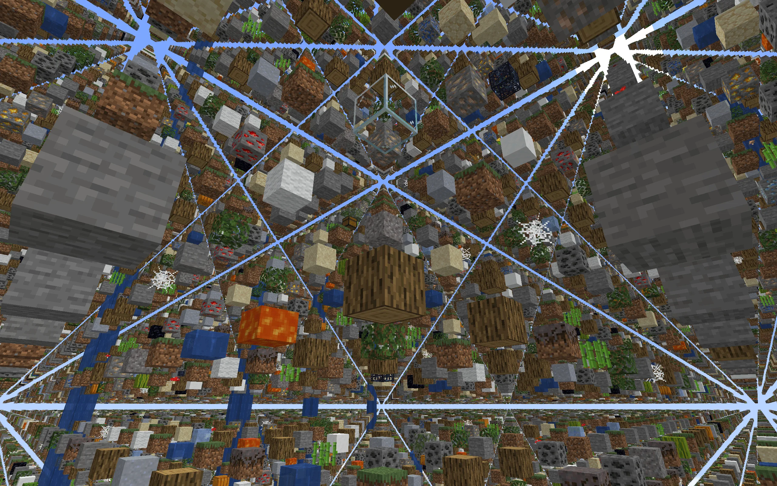 Скриншот классического пресета мода SkyGrid Reloaded в обычном мире Minecraft.