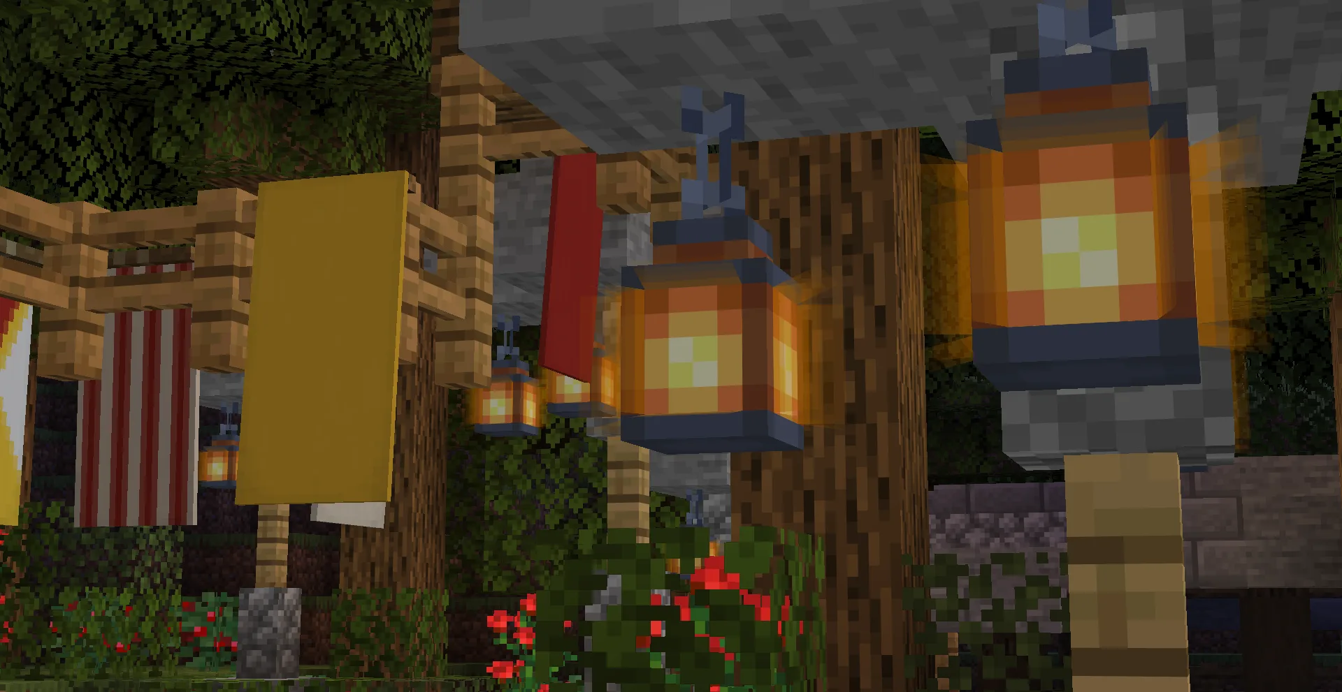 Фонари из ресурс-пака Poly's Luminos Blocks (версия Alpha 0.0.2).