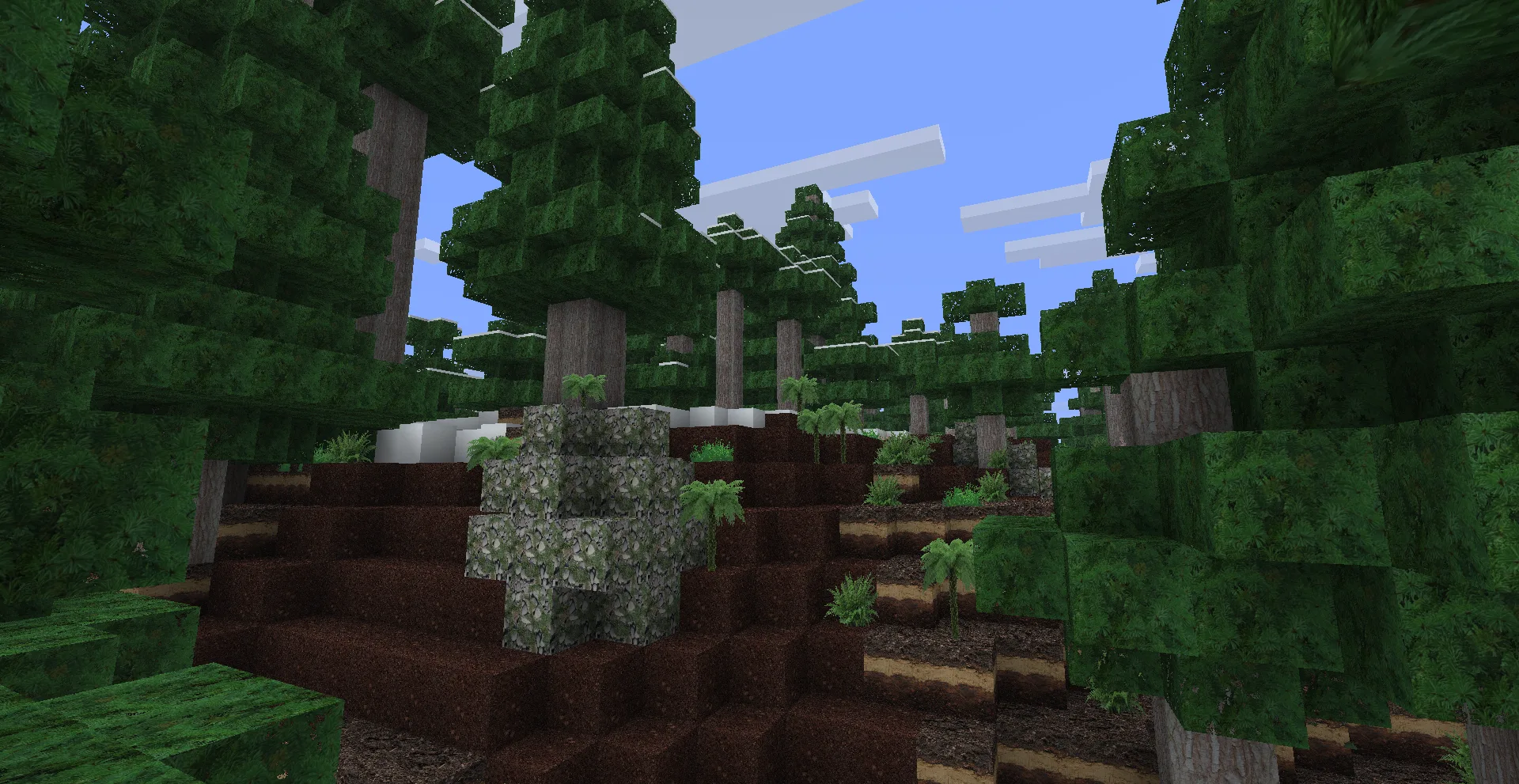 Ресурс-пак Realism upscaled: текстуры тайги с высоким разрешением.