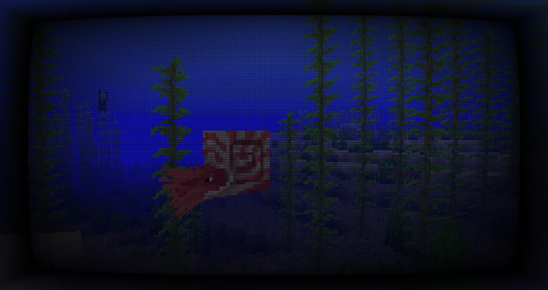 CRT-телевизор с рыбами под водой.