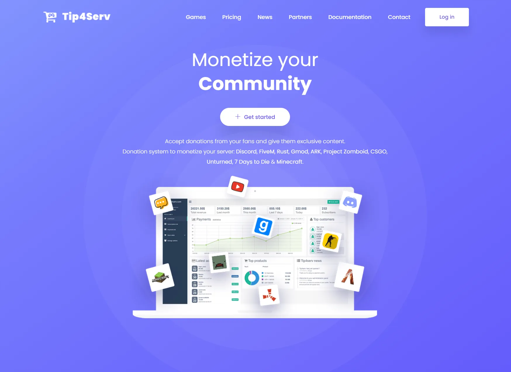 Главная страница Tip4serv Donation Webstore