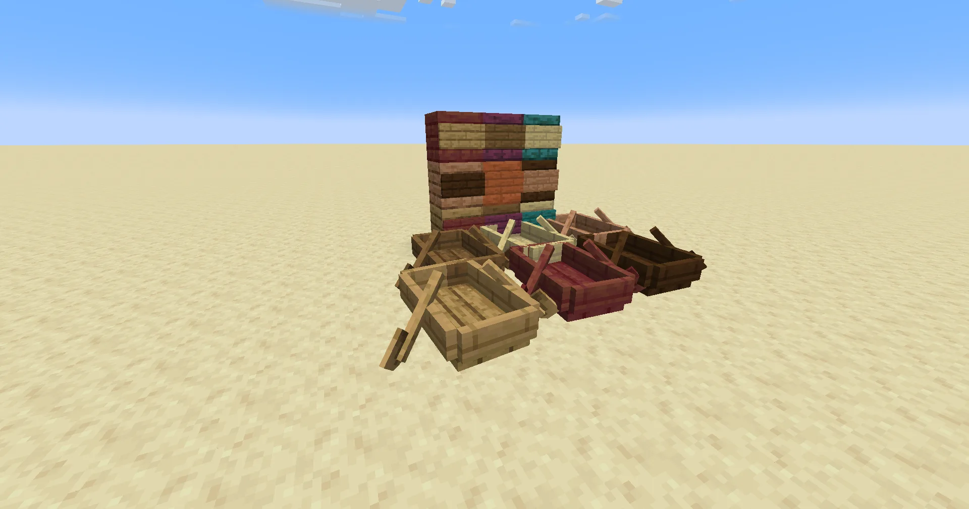 Текстуры блоков дерева из ресурс-пака NewPlanks в выключенном состоянии