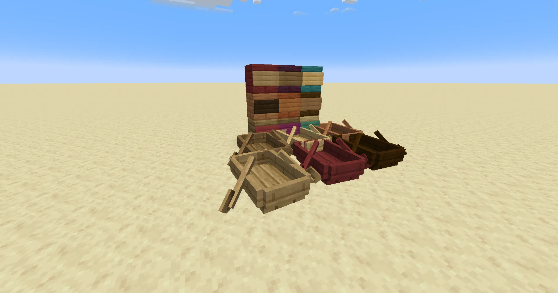 Текстуры блоков дерева из ресурс-пака NewPlanks во включенном состоянии