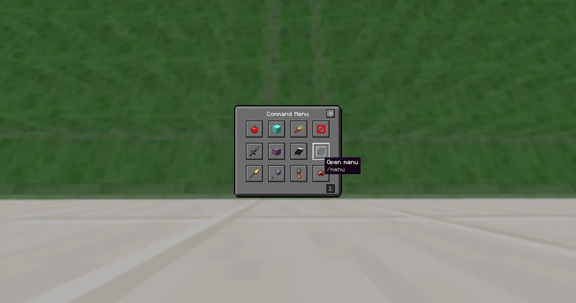 Выбор команды в главном меню мода Command Menu