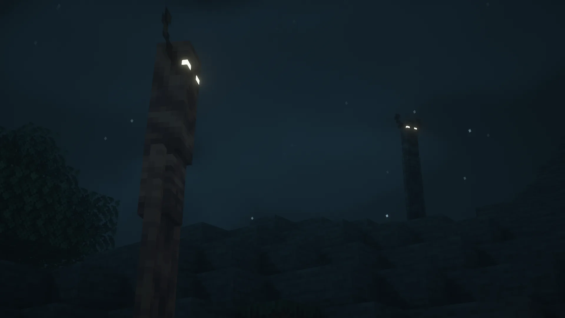 Эндермен из мода Enderman Overhaul в биоме продуваемых ветрами холмов.