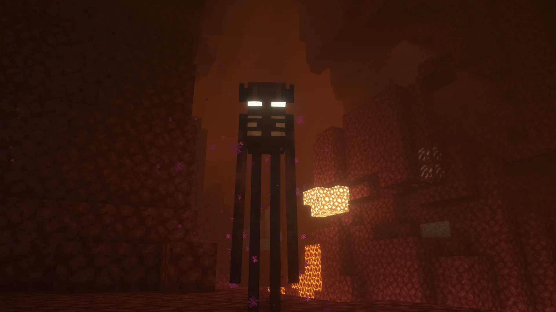 Эндермен в биоме пустошей Незера из мода Enderman Overhaul.