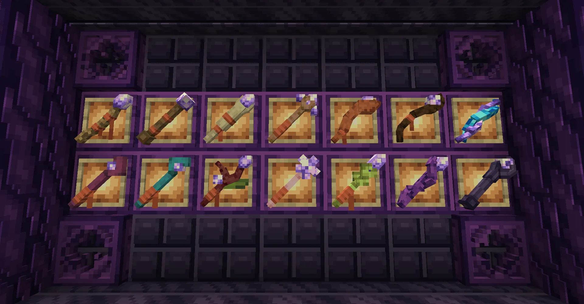 3D-модели посохов из ресурс-пака Hex Casting 3D.