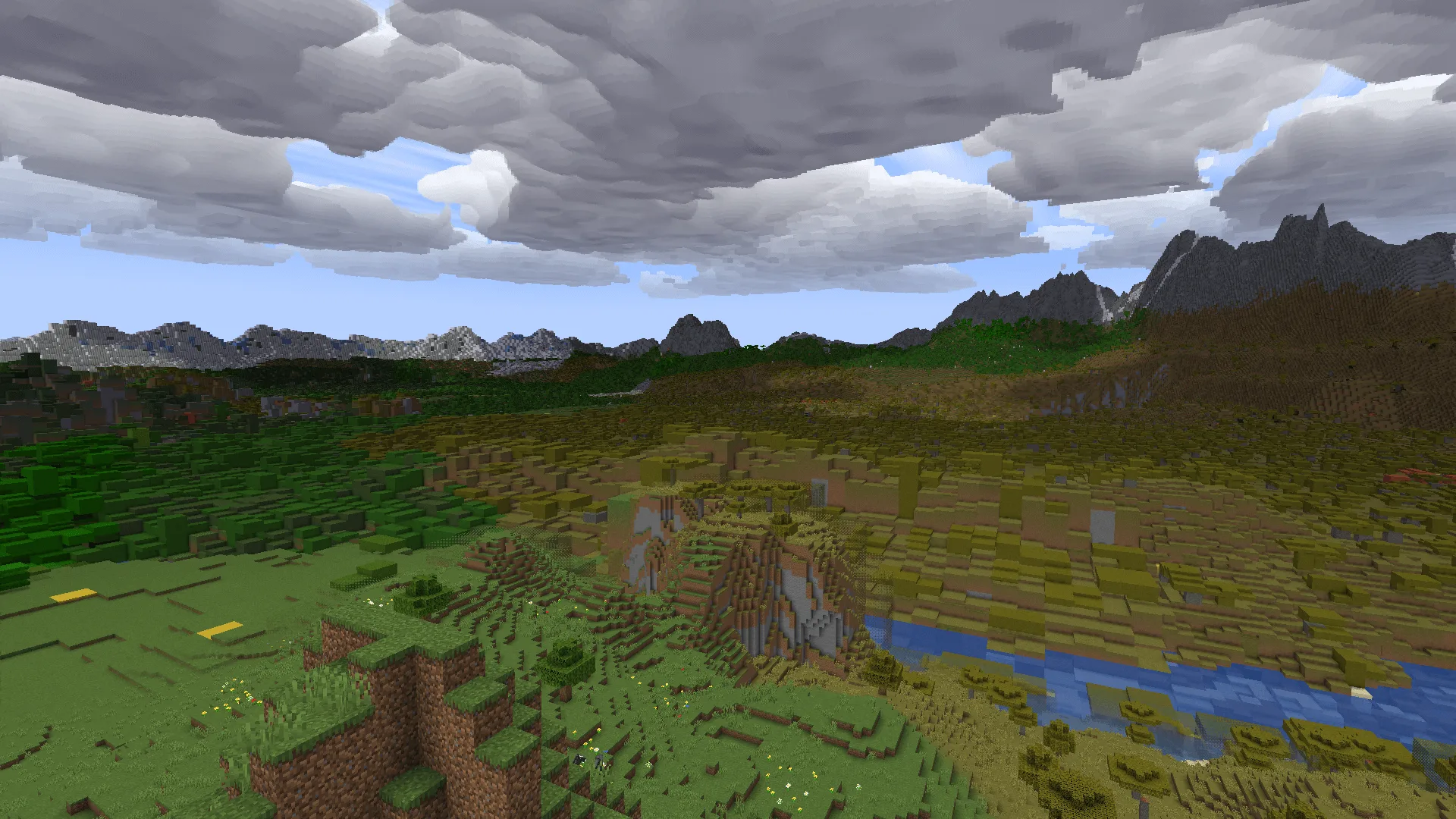 Слоистые облака с тенями в Minecraft.