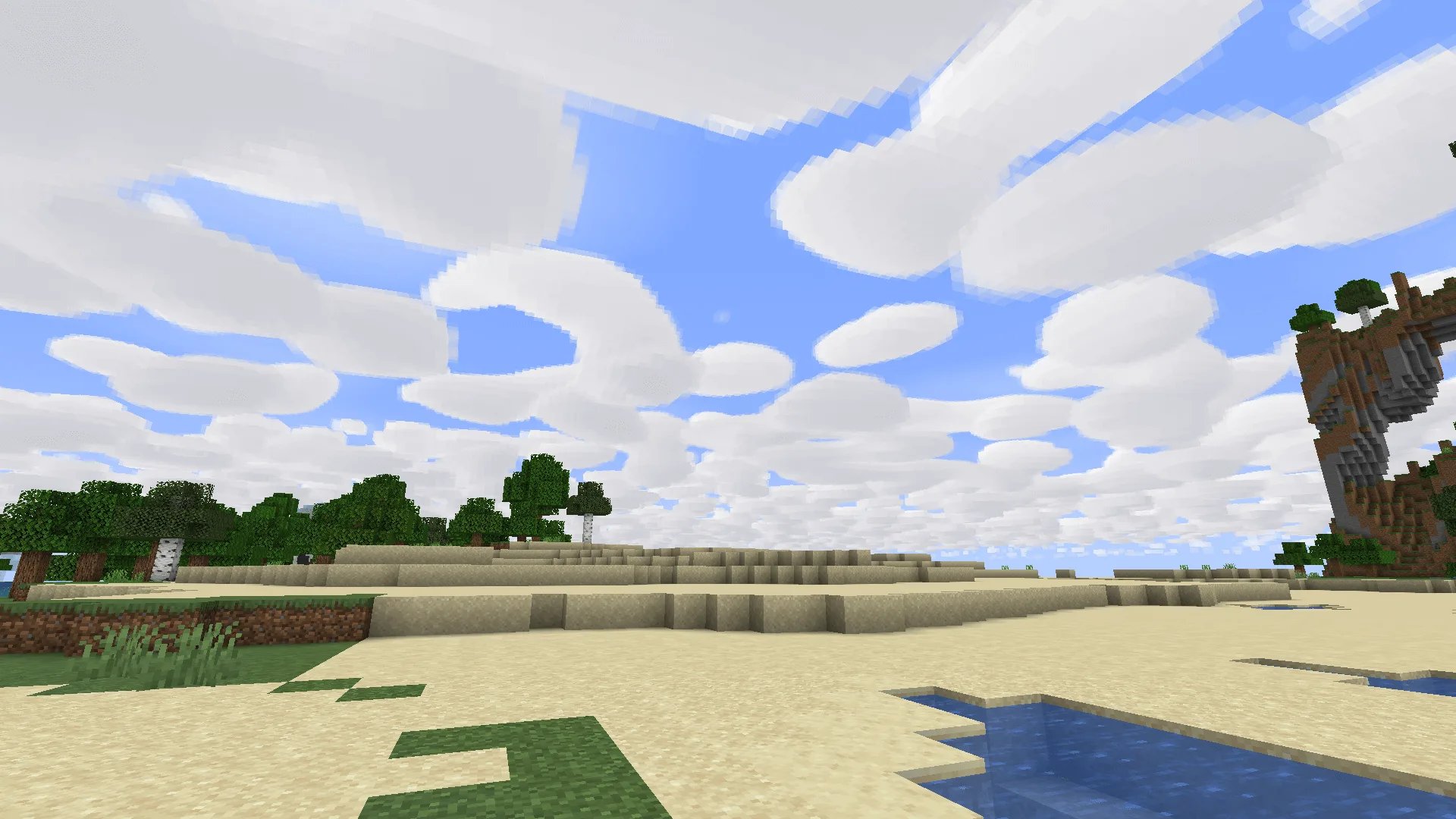 Небольшие кучевые облака в стиле Minecraft.