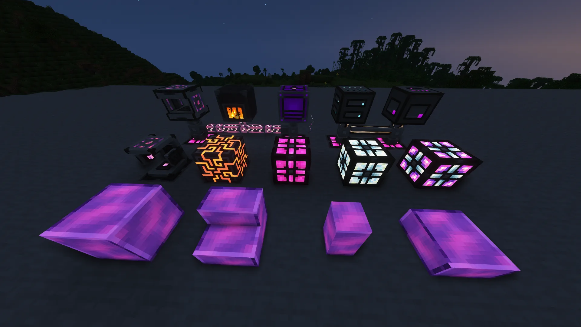 Светящиеся блоки из мода Emissive AE2 в Minecraft.