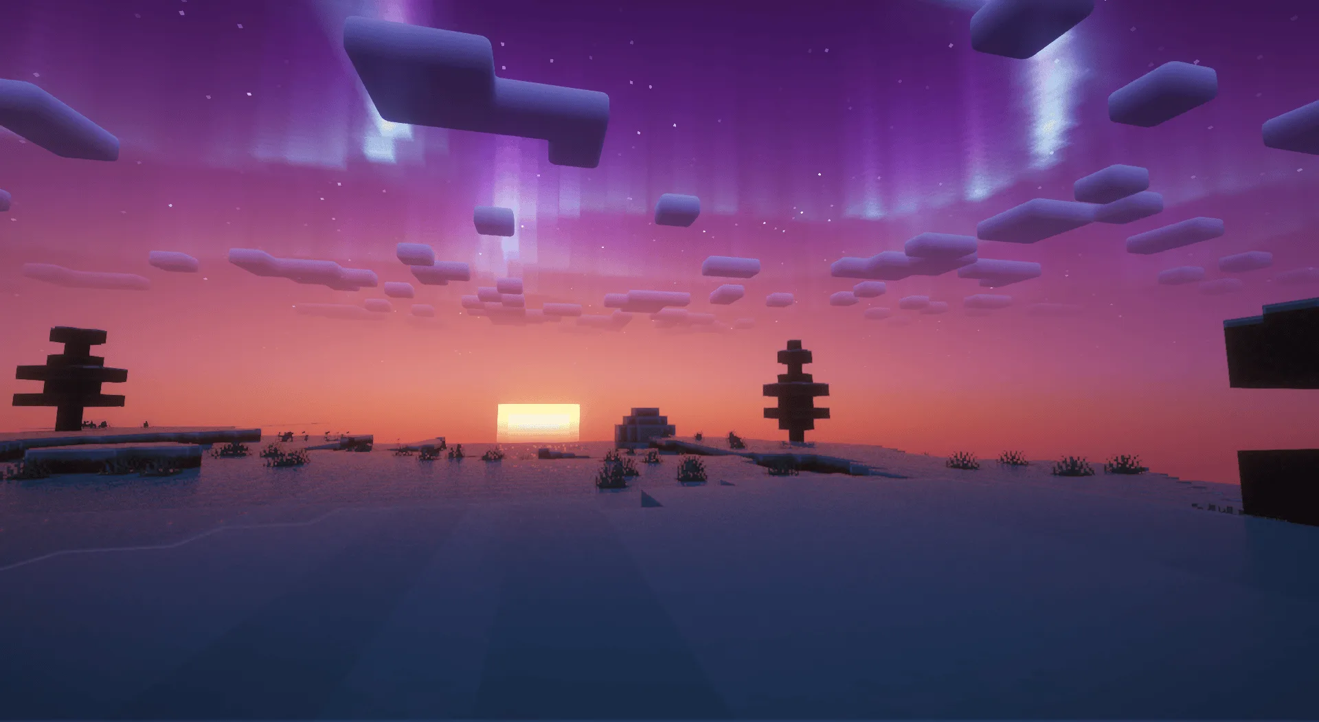 Аврора Бореалис, северное сияние, в шейдерах Amethyst.