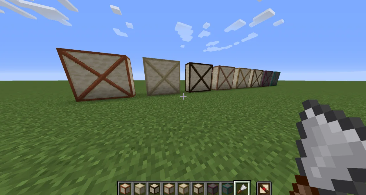 Коллаж с демонстрацией всех доступных вариантов древесины в проекте Timber Frames.