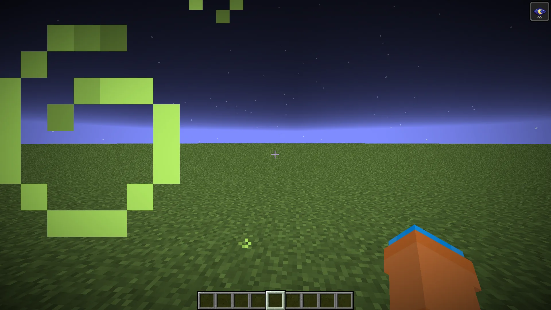 Ночное видение в Minecraft после исправления: яркость 100%.