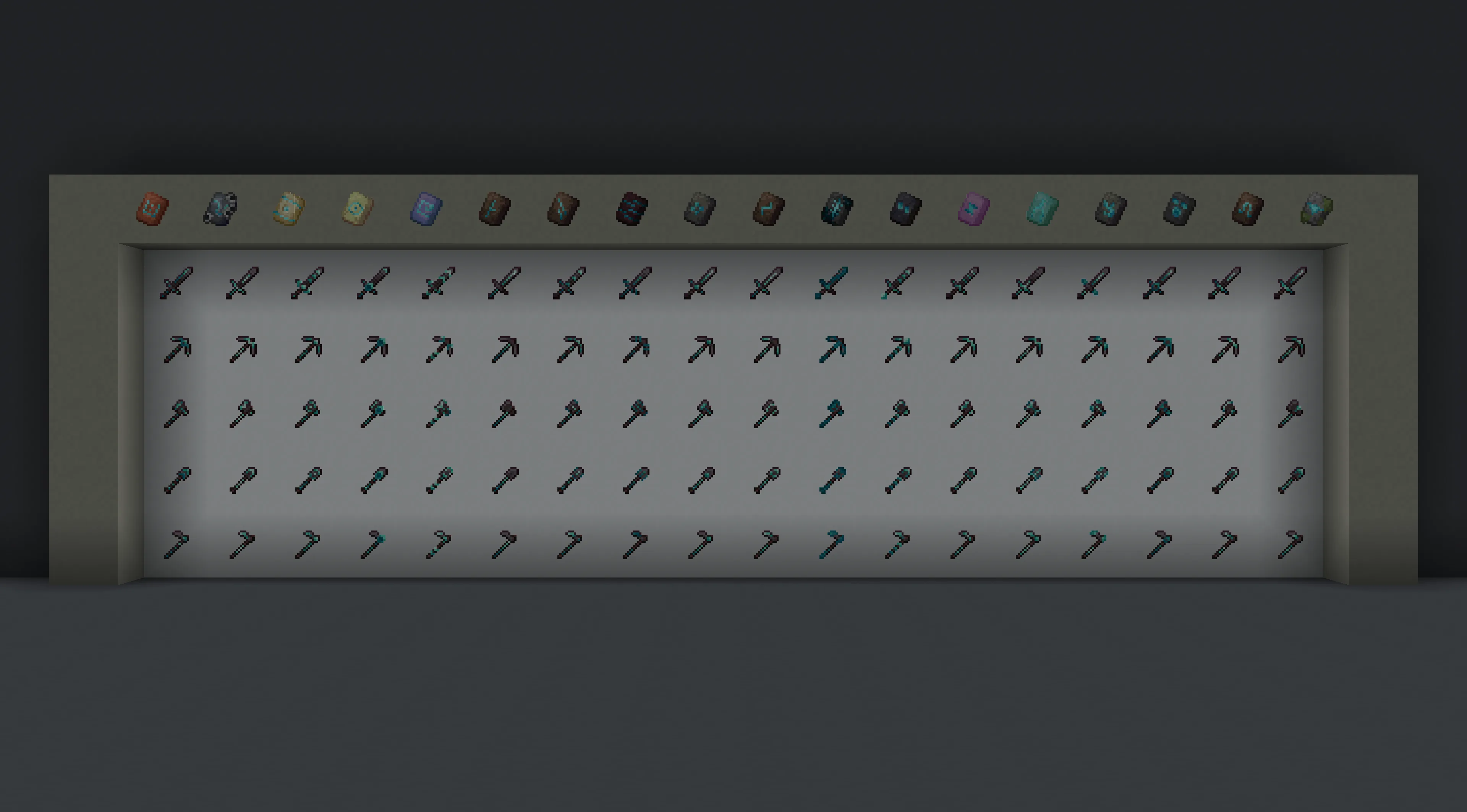 All vanilla combos of tools and trim patterns