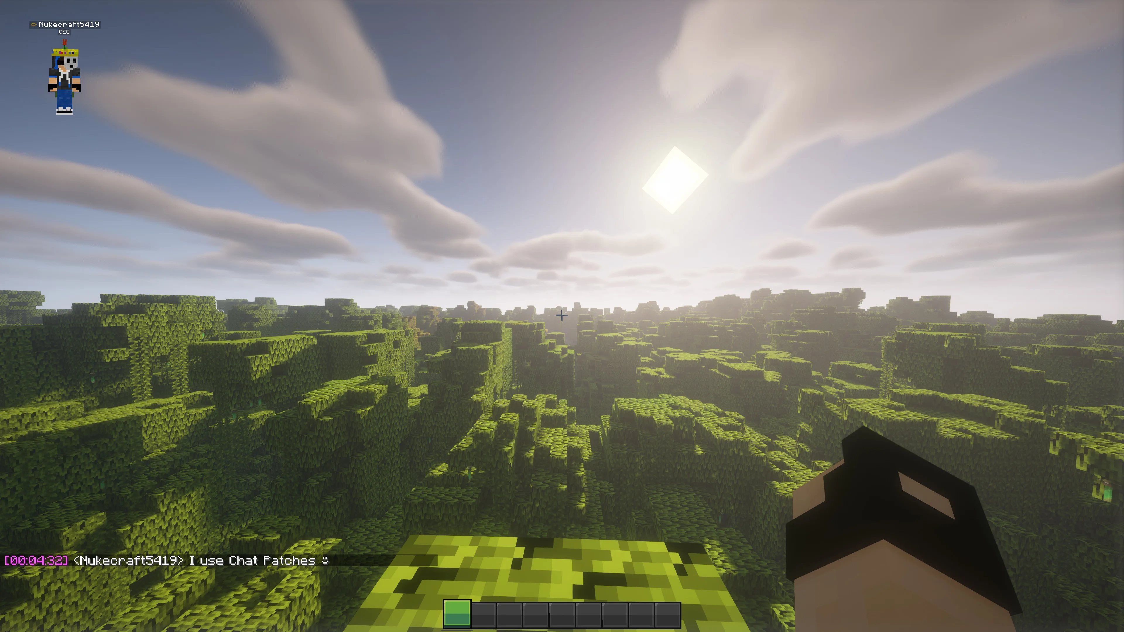 Скриншот игрового чата Minecraft с отображением стандартной временной метки сообщений.