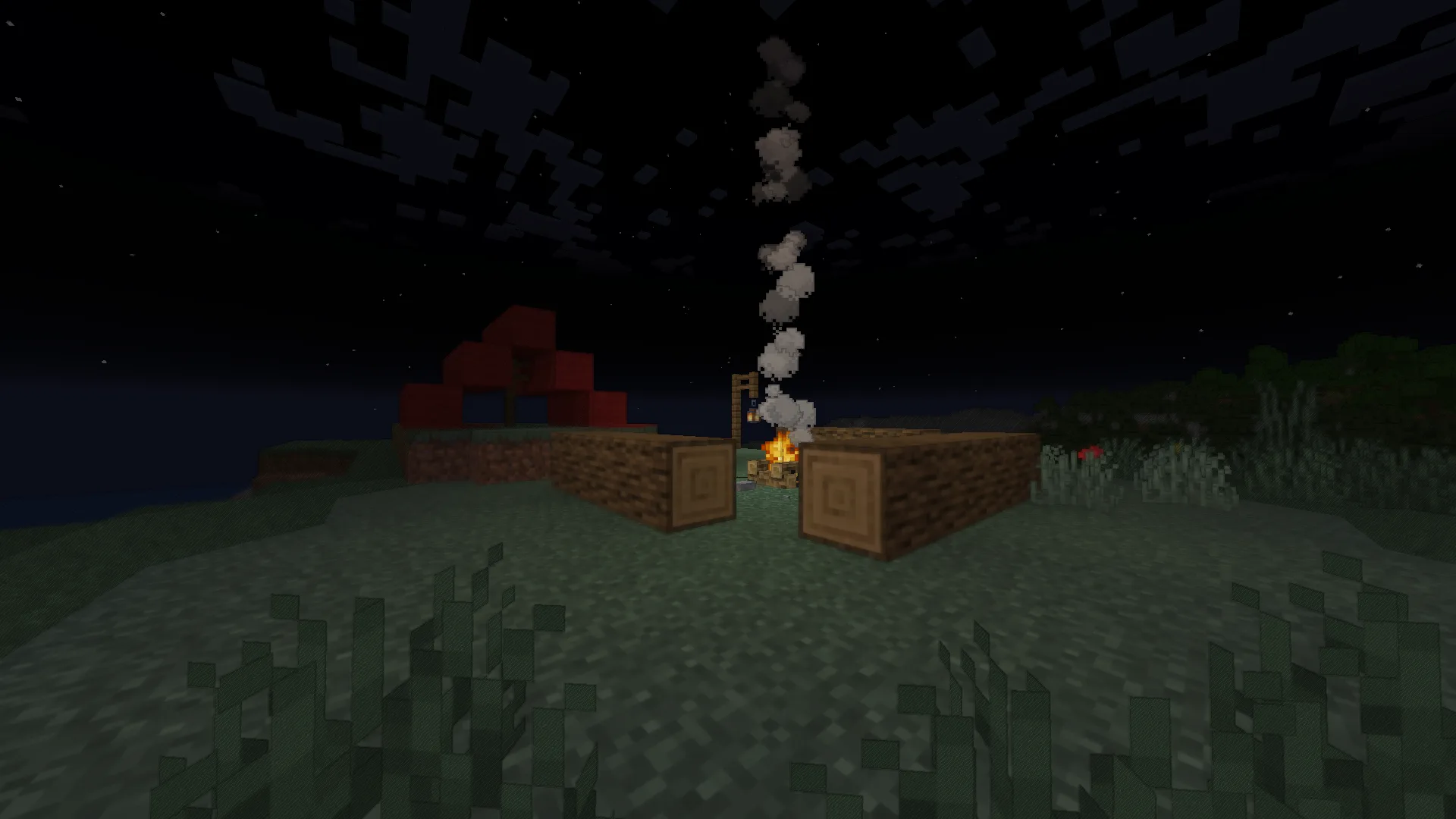 Мультяшный костер в Minecraft.