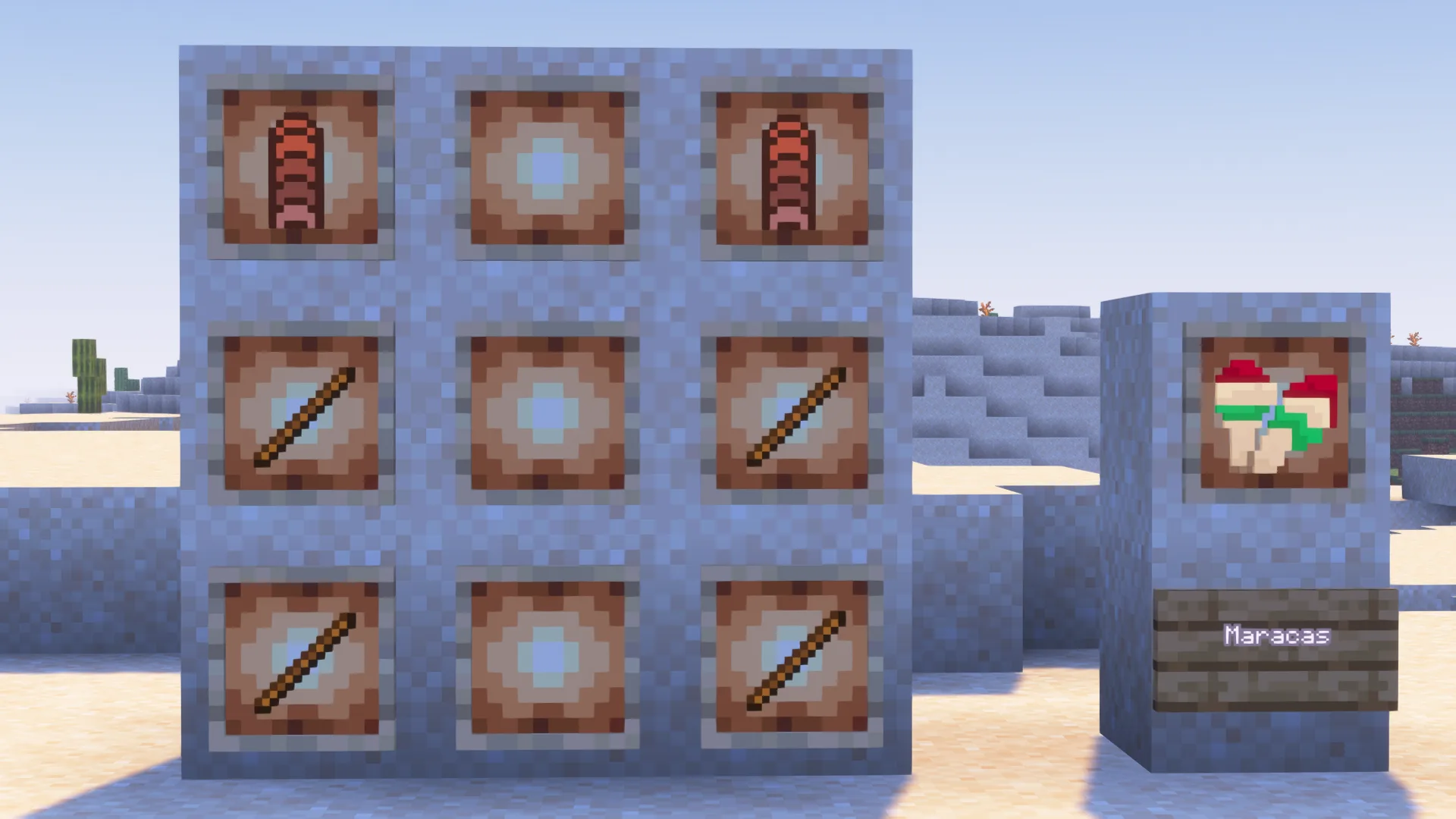 Маракасы из мода Stale's Revamped Deserts, издающие звук при ударе.