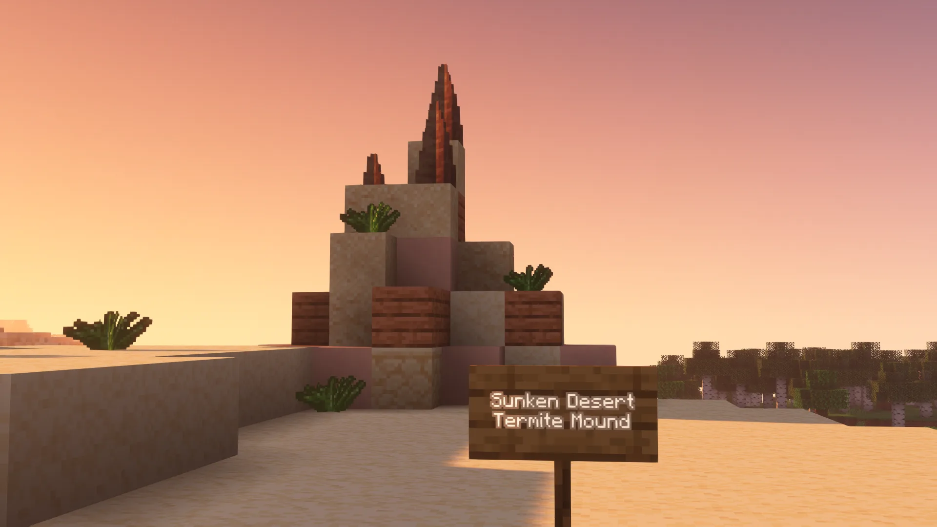 Заброшенные термитники и сеть туннелей в пустынном биоме мода Stale's Revamped Deserts.