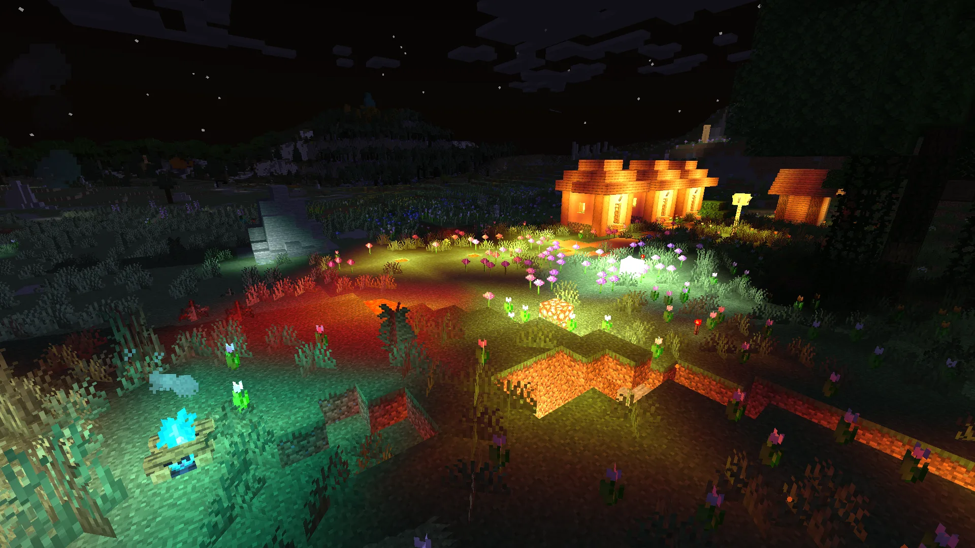 Цветные источники света в Minecraft.