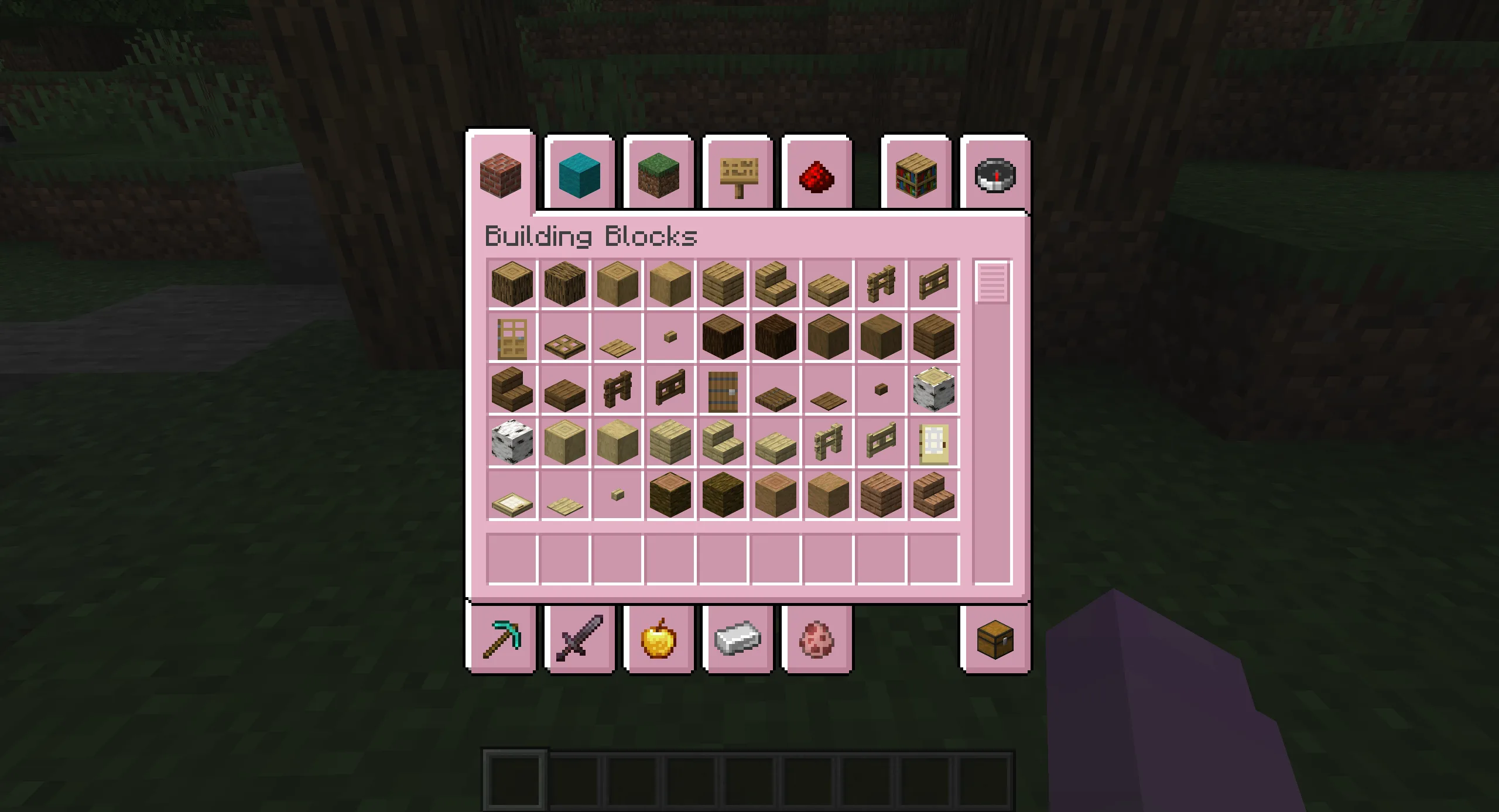 Интерфейс творческого инвентаря в розовой цветовой гамме.