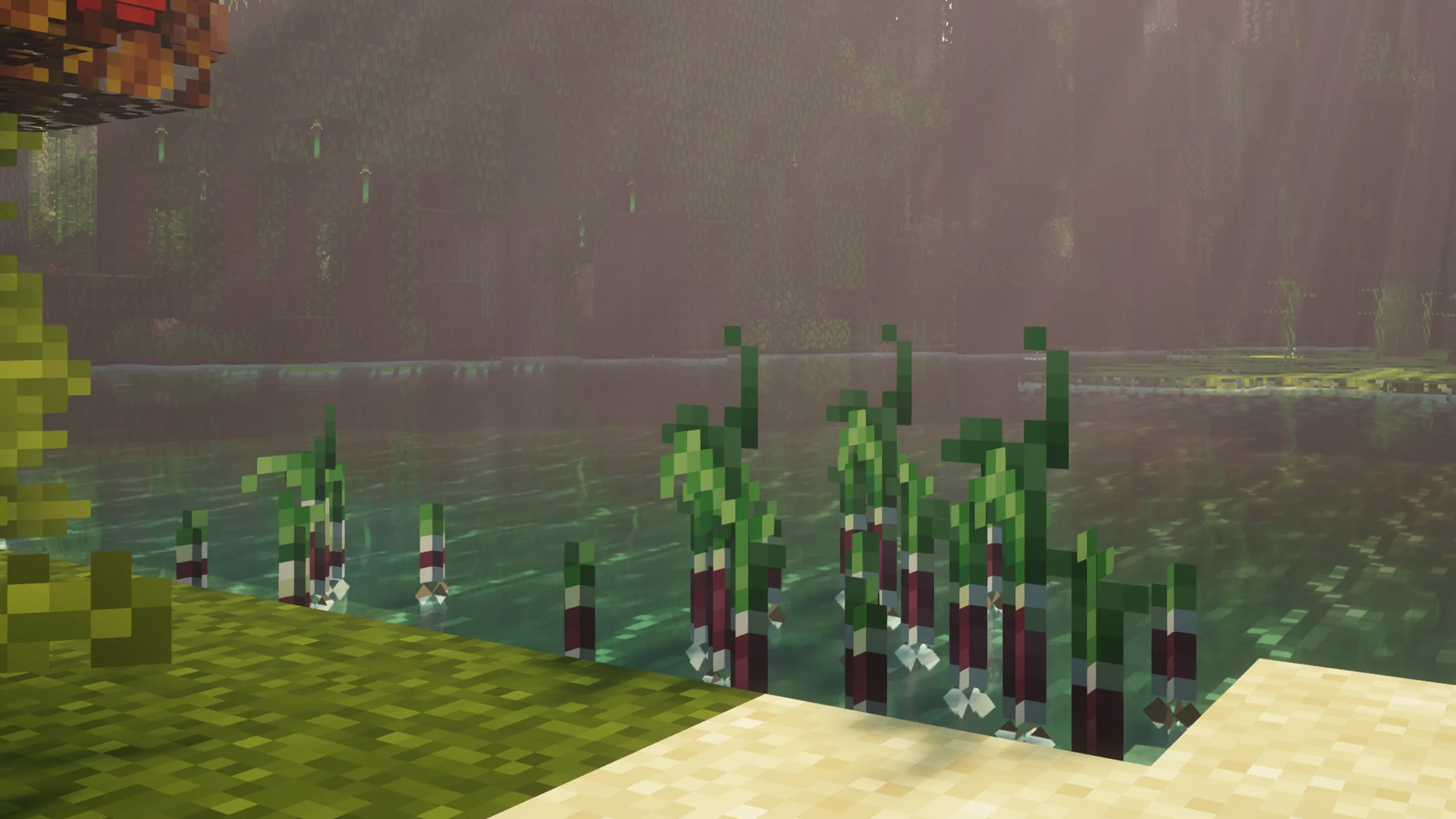 Покемон Фарфетч’д с луком-пореем в мире Minecraft (мод Cobblemon).