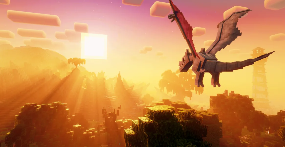 Покемон Аэродактиль в Minecraft-стиле в моде Cobblemon.