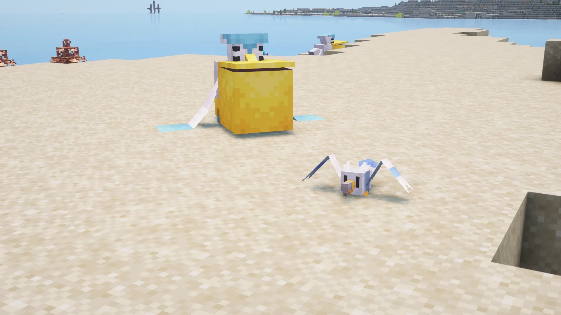 Вингулл и Пелиппер из мода Cobblemon в Minecraft.