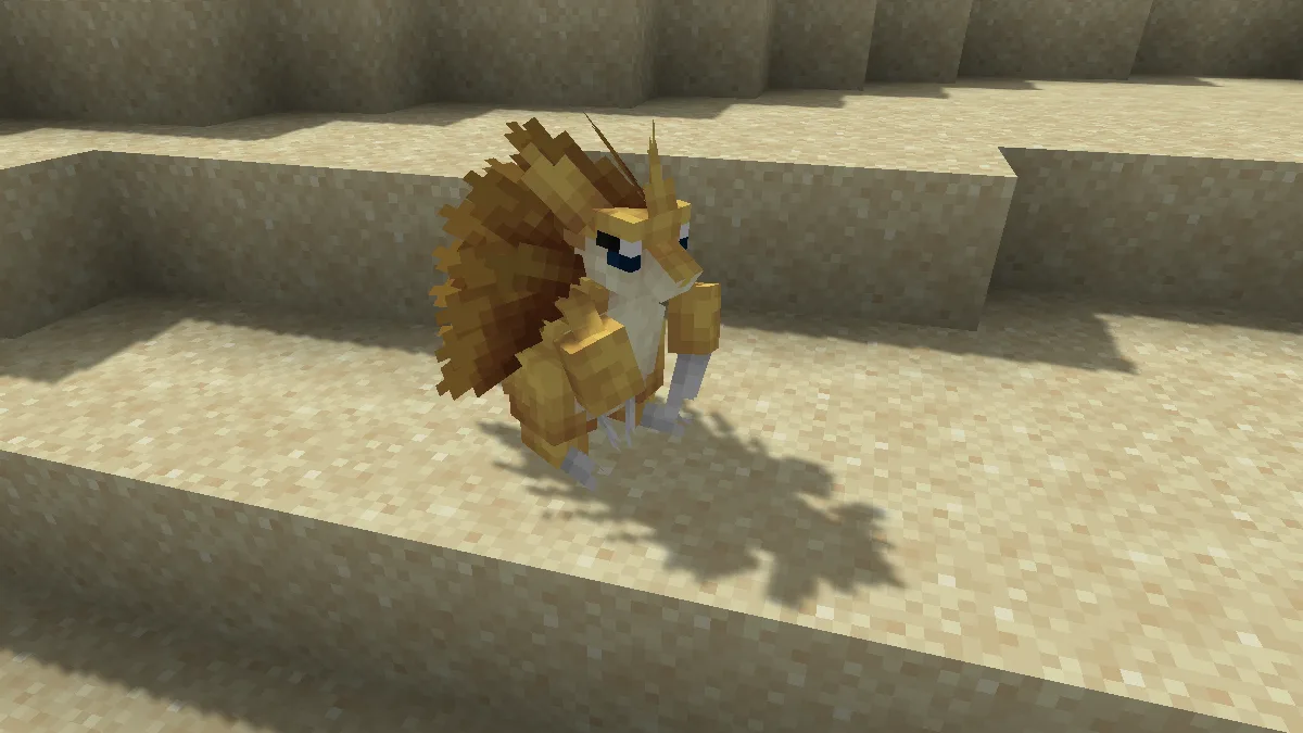 Модель покемона Sandslash в стиле Minecraft.