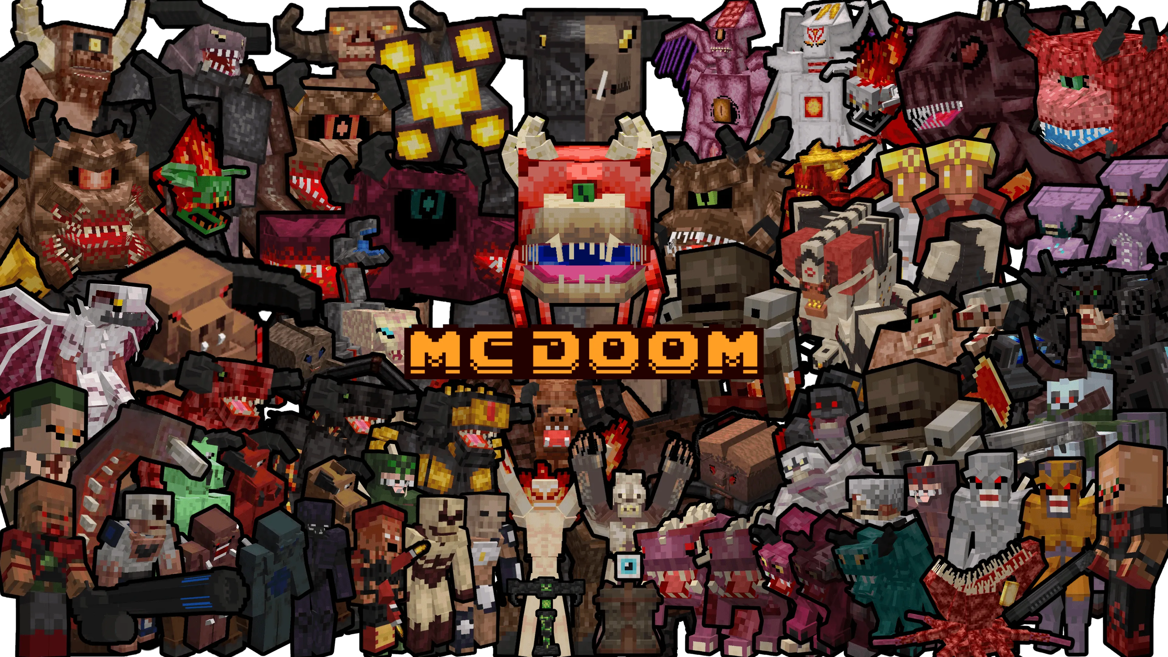 Скриншот игровых мобов из проекта MCDoom.