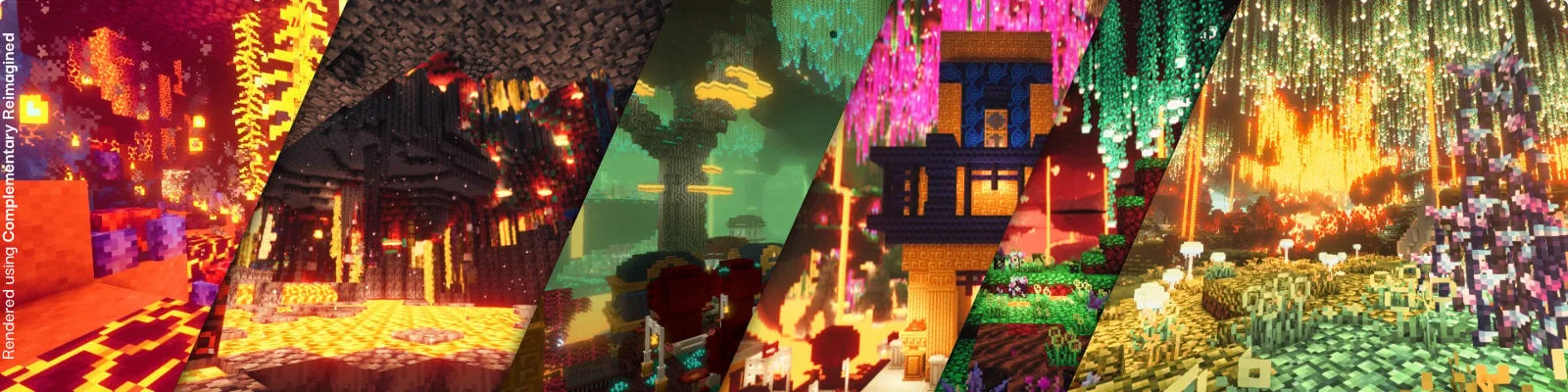 Новые биомы Нижнего мира в проекте BetterNether, визуализированные с шейдерами Complementary Reimagined.