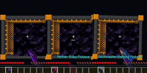 Персонаж с киркой из BetterNether быстрее добывает обсидиан в Нижнем мире.