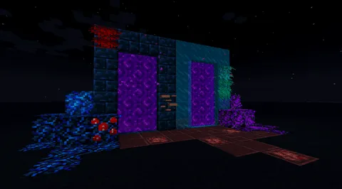 Портал в Нижний мир, построенный из блоков обсидиана в моде BetterNether.