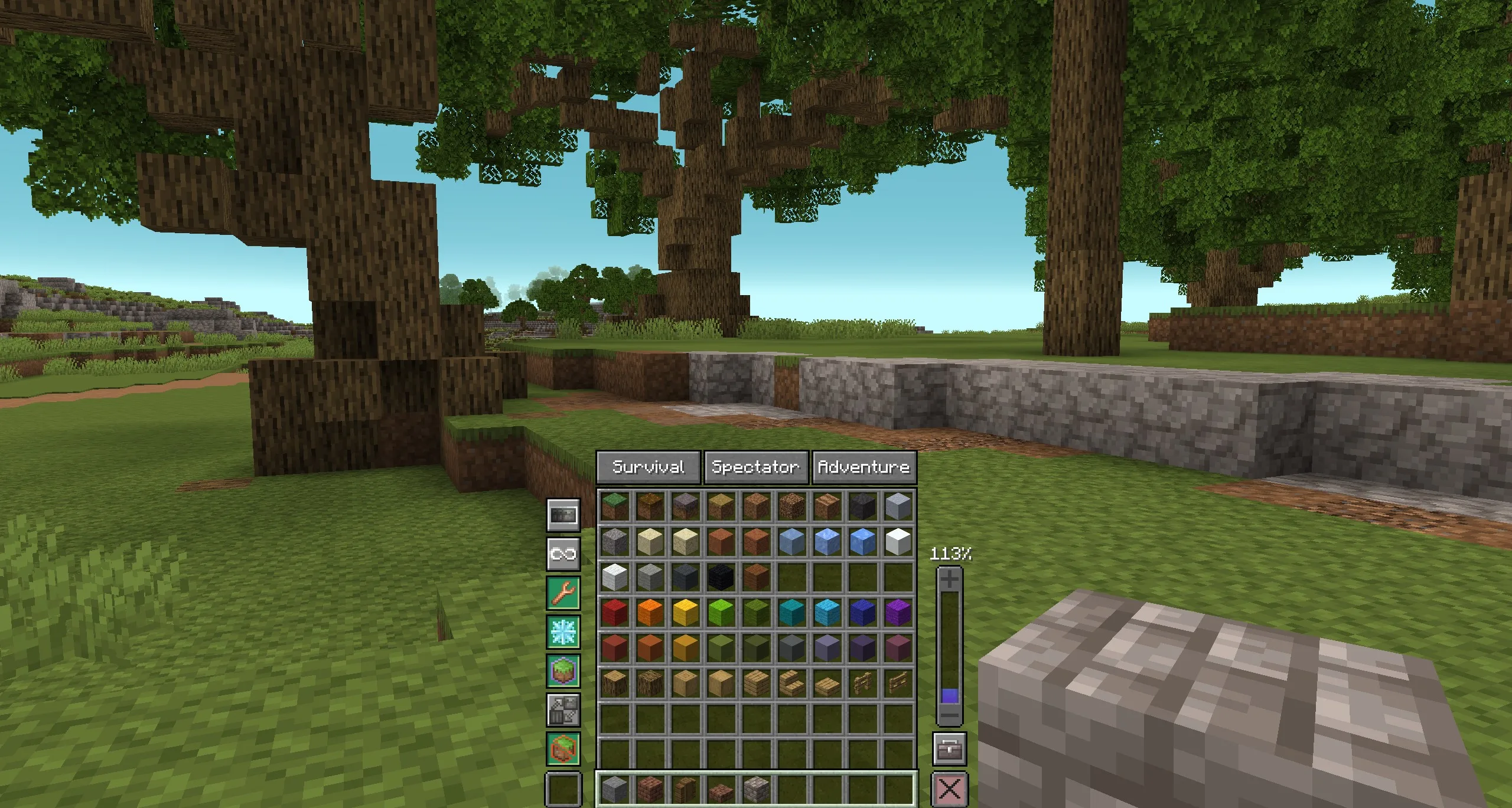 Контекстное меню режима строительства в Axiom с настройками инструментов, полета и игровых режимов.