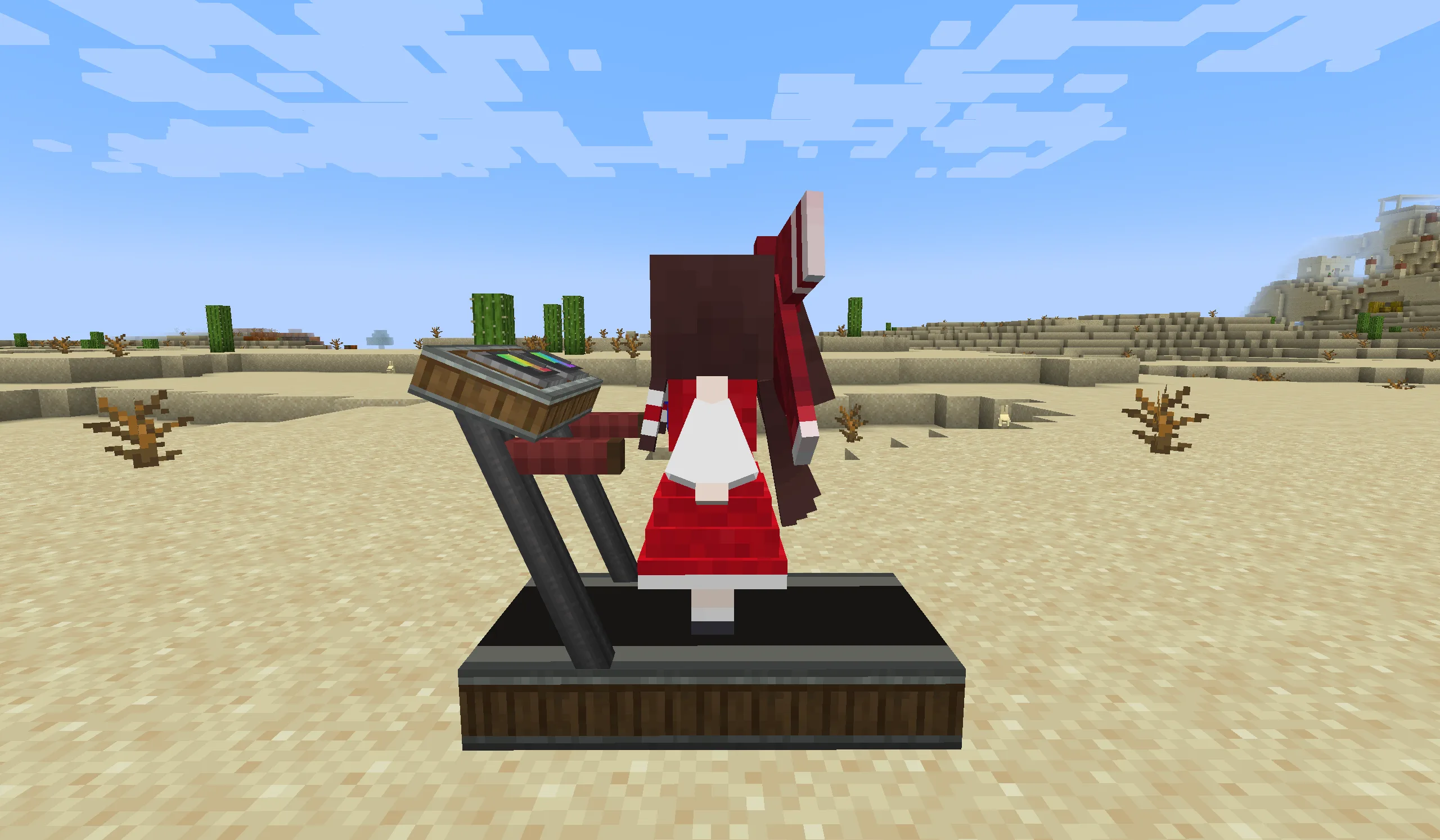 Горничные из Touhou Little Maid бегут на беговой дорожке из мода Create:Treadmill