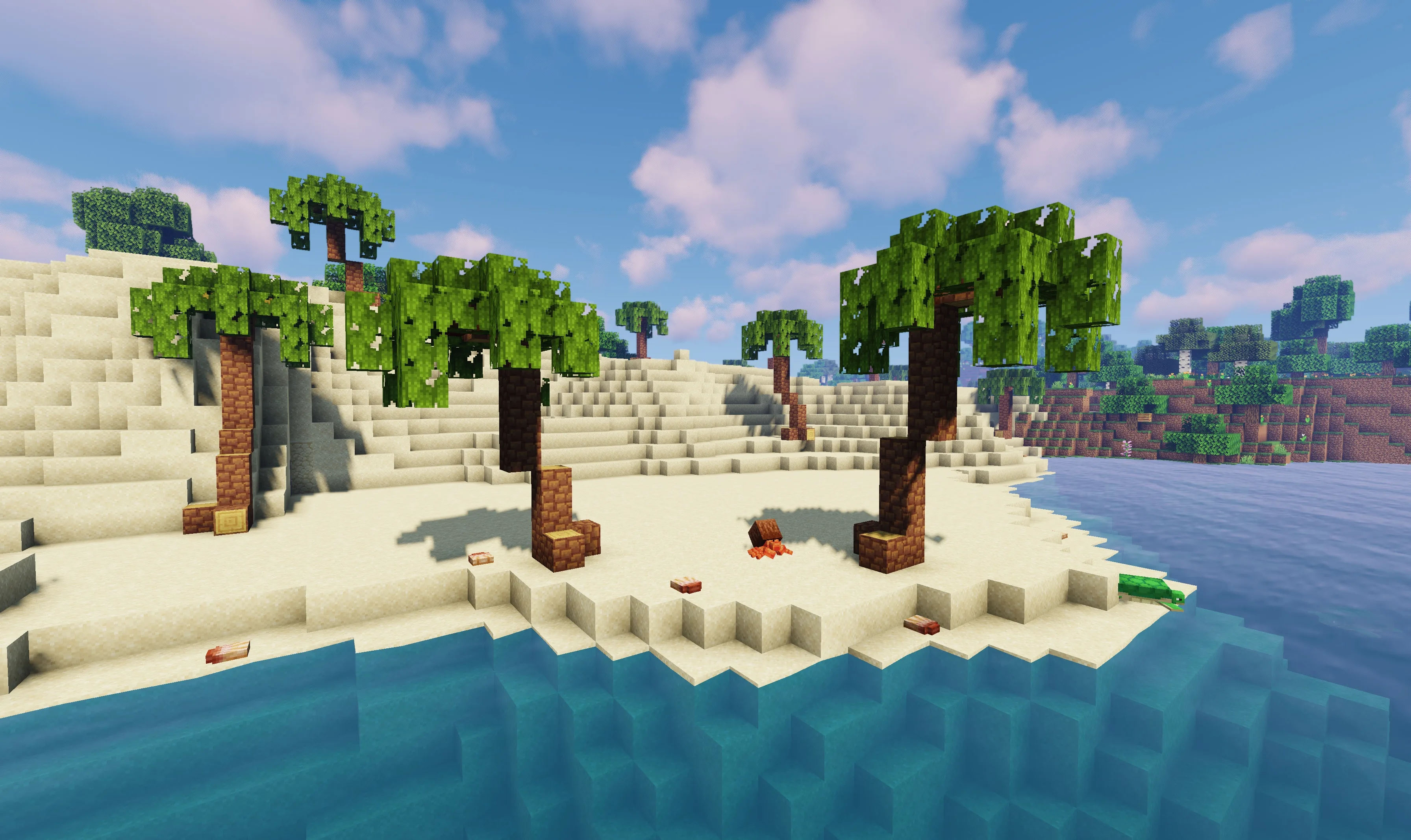 Побережье с новыми биомами и растительностью в проекте Ecologics.