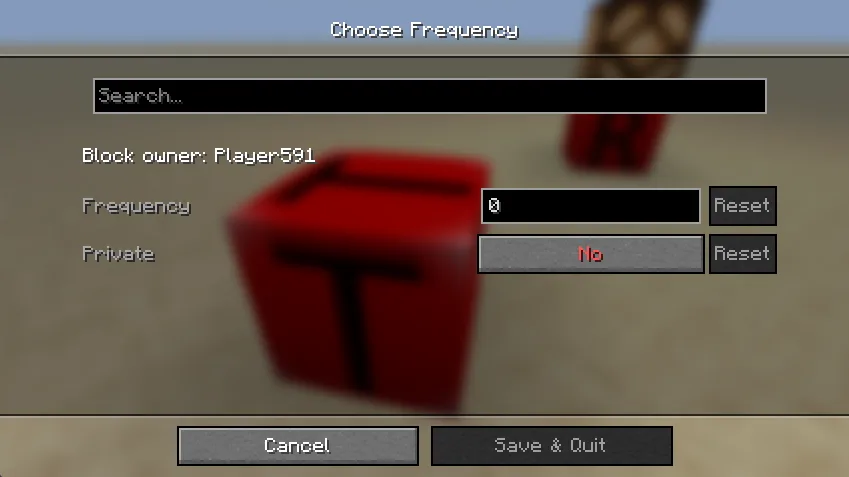 Интерфейс блока редстоун-устройства