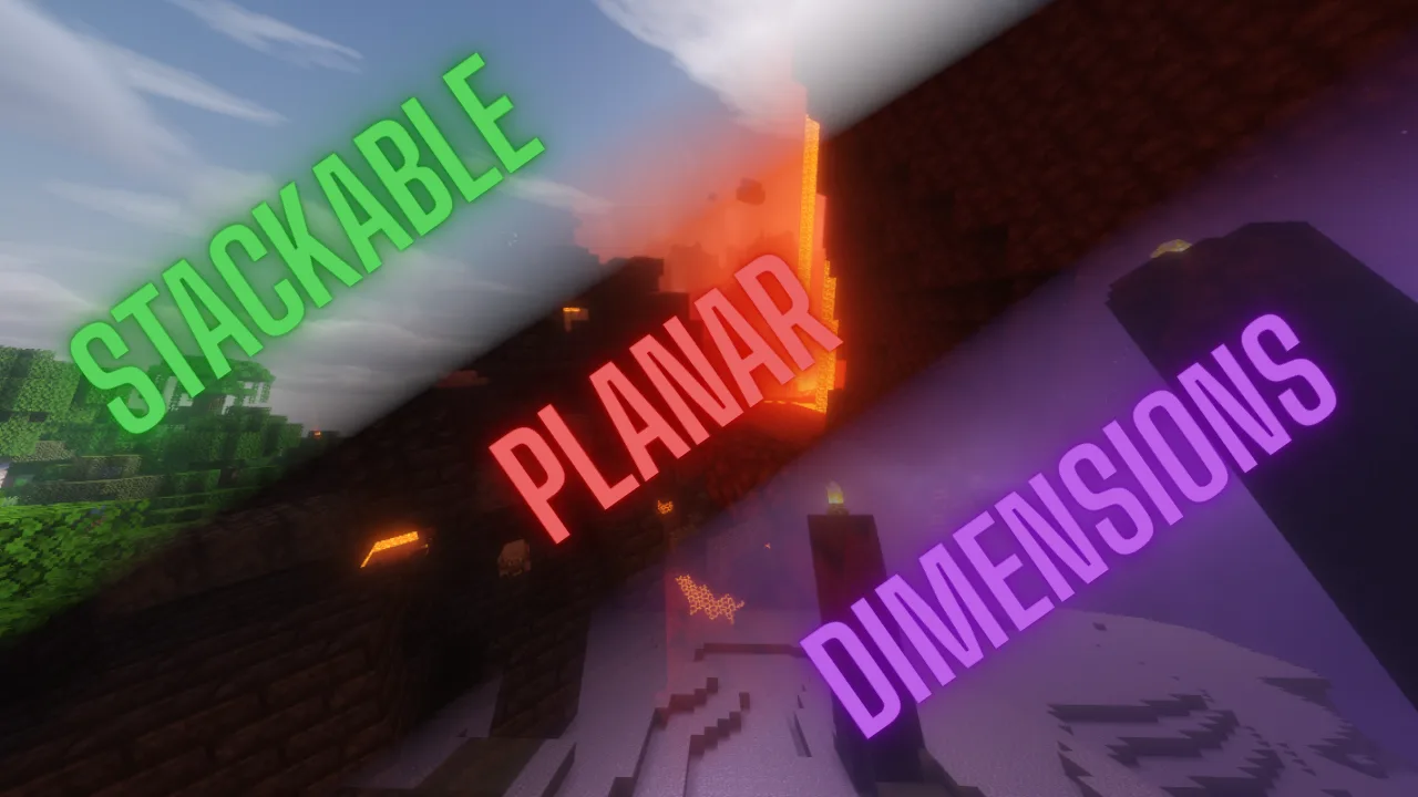 Логотип мода Stackable Planar Dimensions для Minecraft.