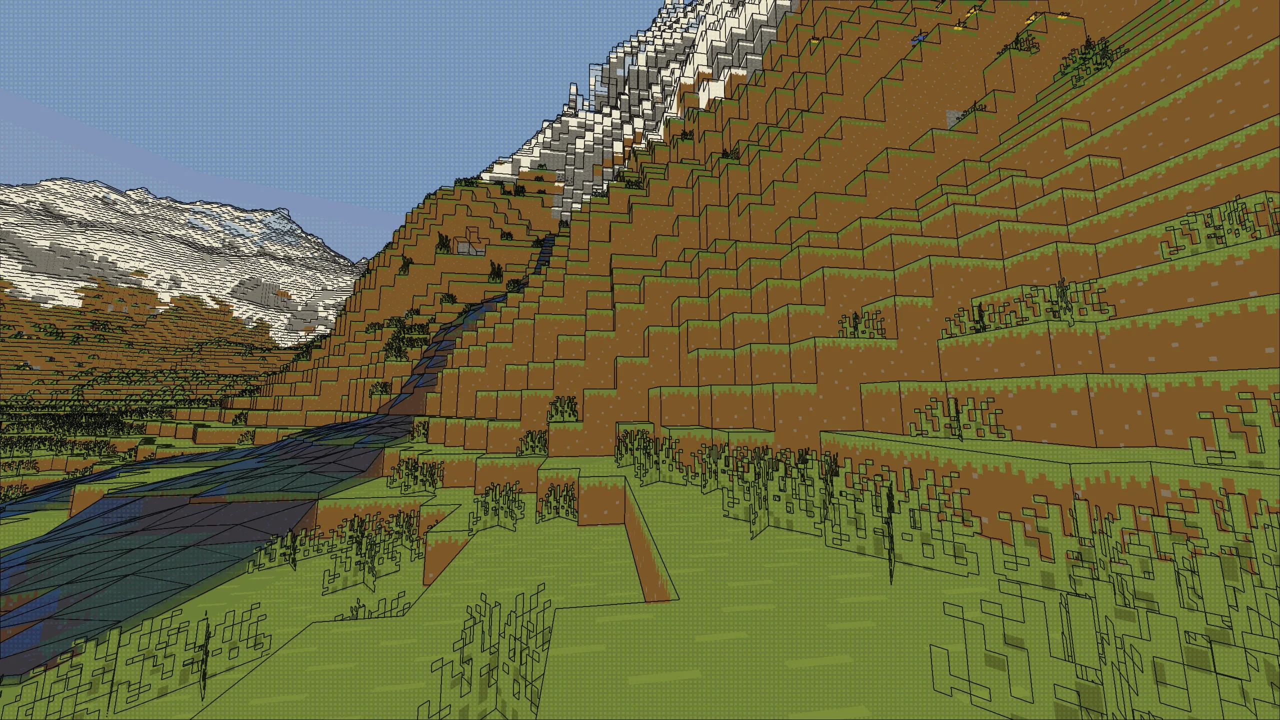 Горный пейзаж в стиле комиксов с использованием шейдеров Comic Shaders.