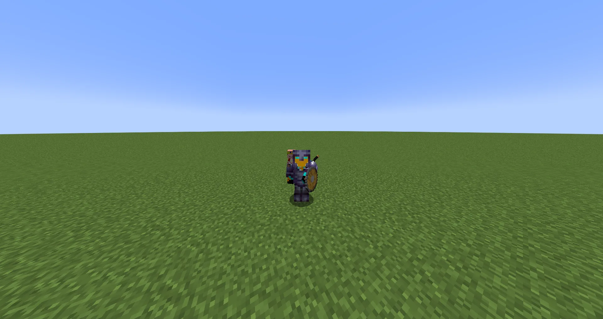 Круглый щит из мода Rounder Shields в игре Minecraft.