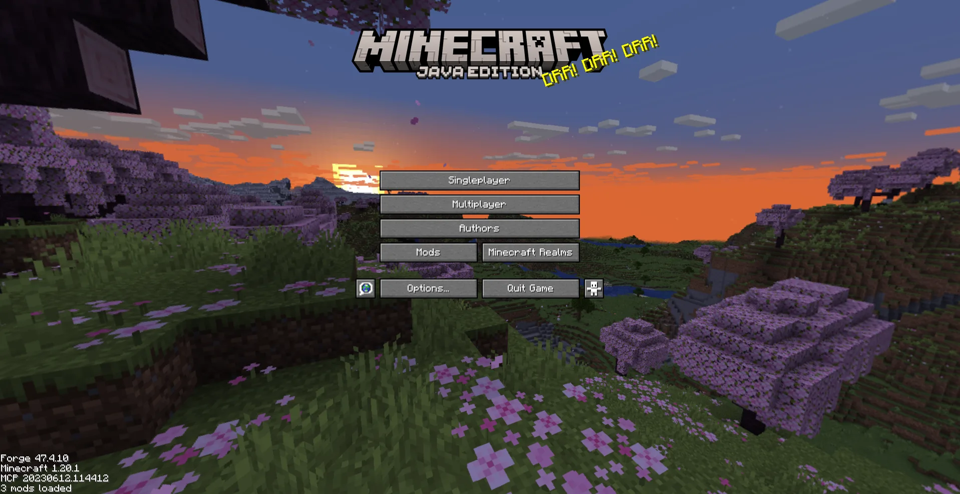 Кнопка авторов в главном меню мода Modpack Authors