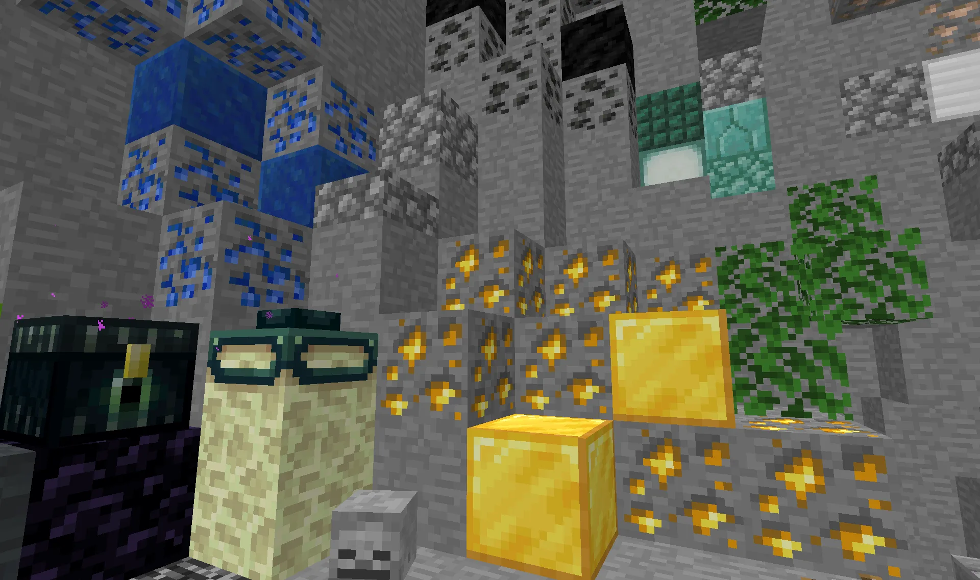 Текстуры лазурита, золота, угля и энд-предметов из ресурс-пака MacEduFault V2.