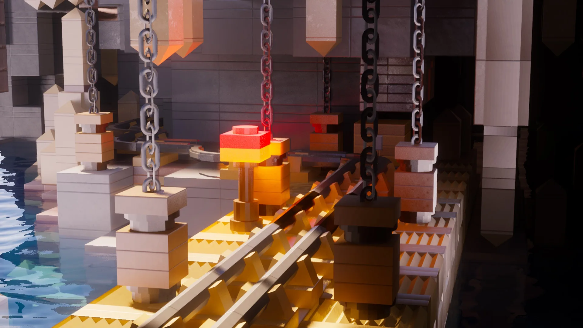 Brickcraft: уникальная железная дорога внутри пещеры в Minecraft.