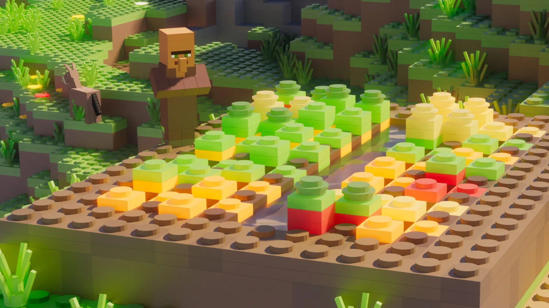 Трехмерные сельскохозяйственные культуры в садах деревень мода Brickcraft.