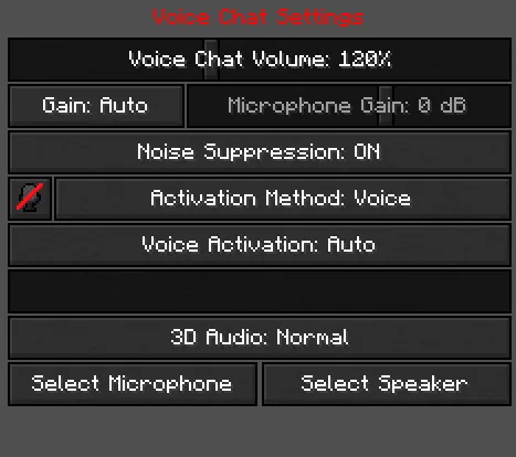 Темное меню настроек Simple Voice Chat