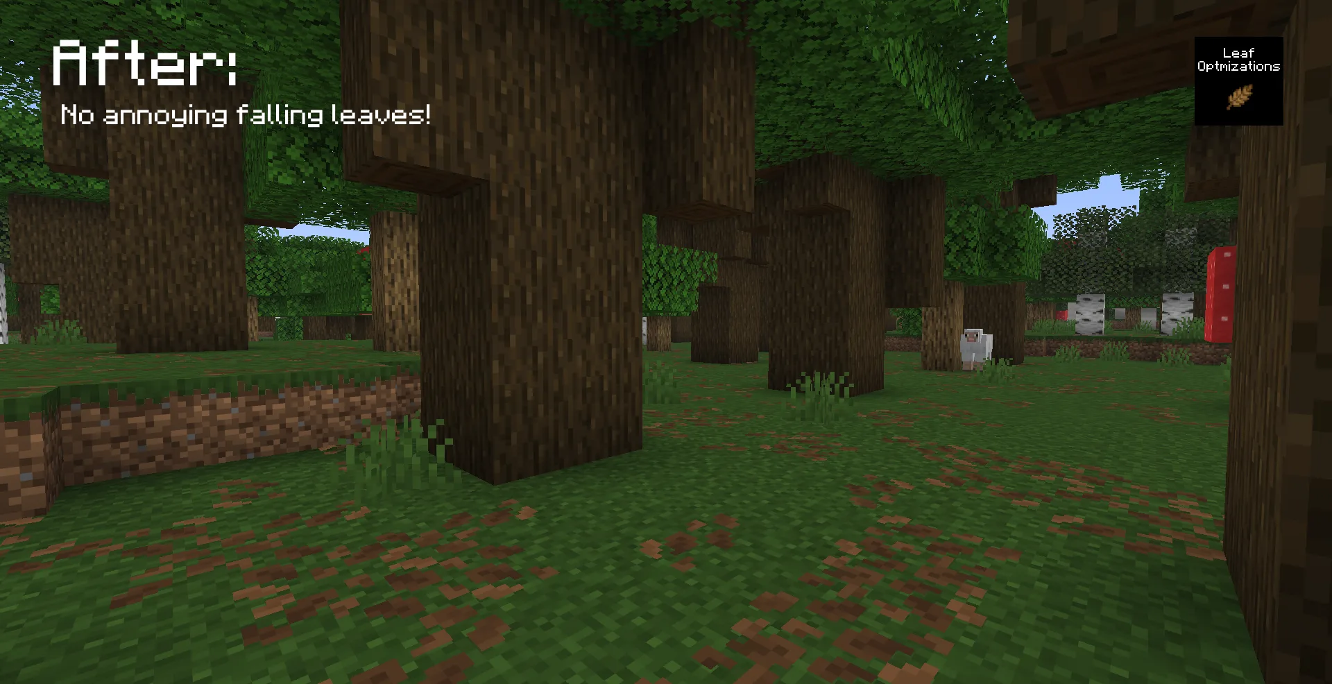 Листва в Minecraft после установки ресурс-пака Leaf Optimizations
