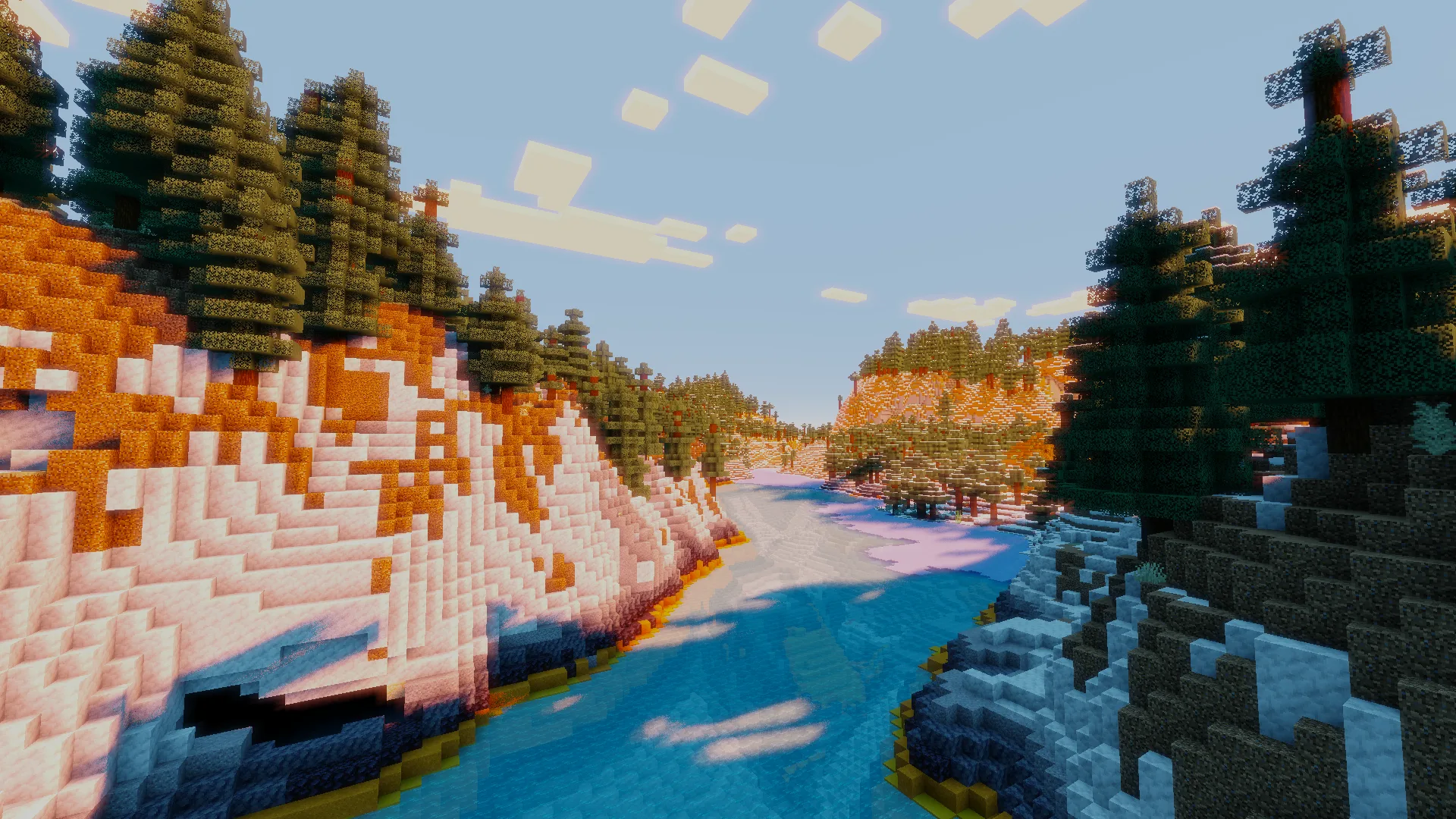 Замерзшая река в OpenShad утром.