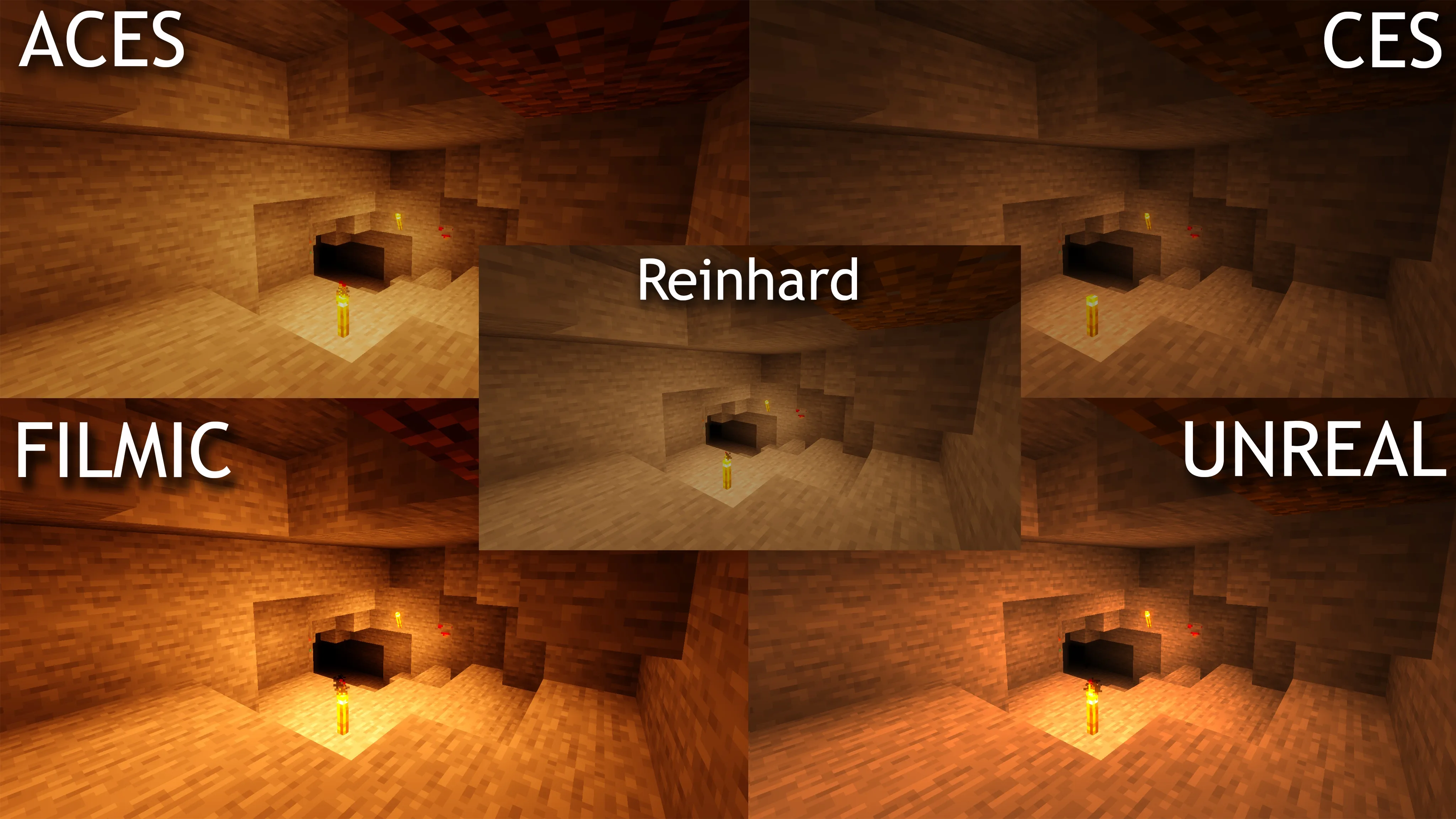 Сравнение тональных карт пещер в OpenShad.