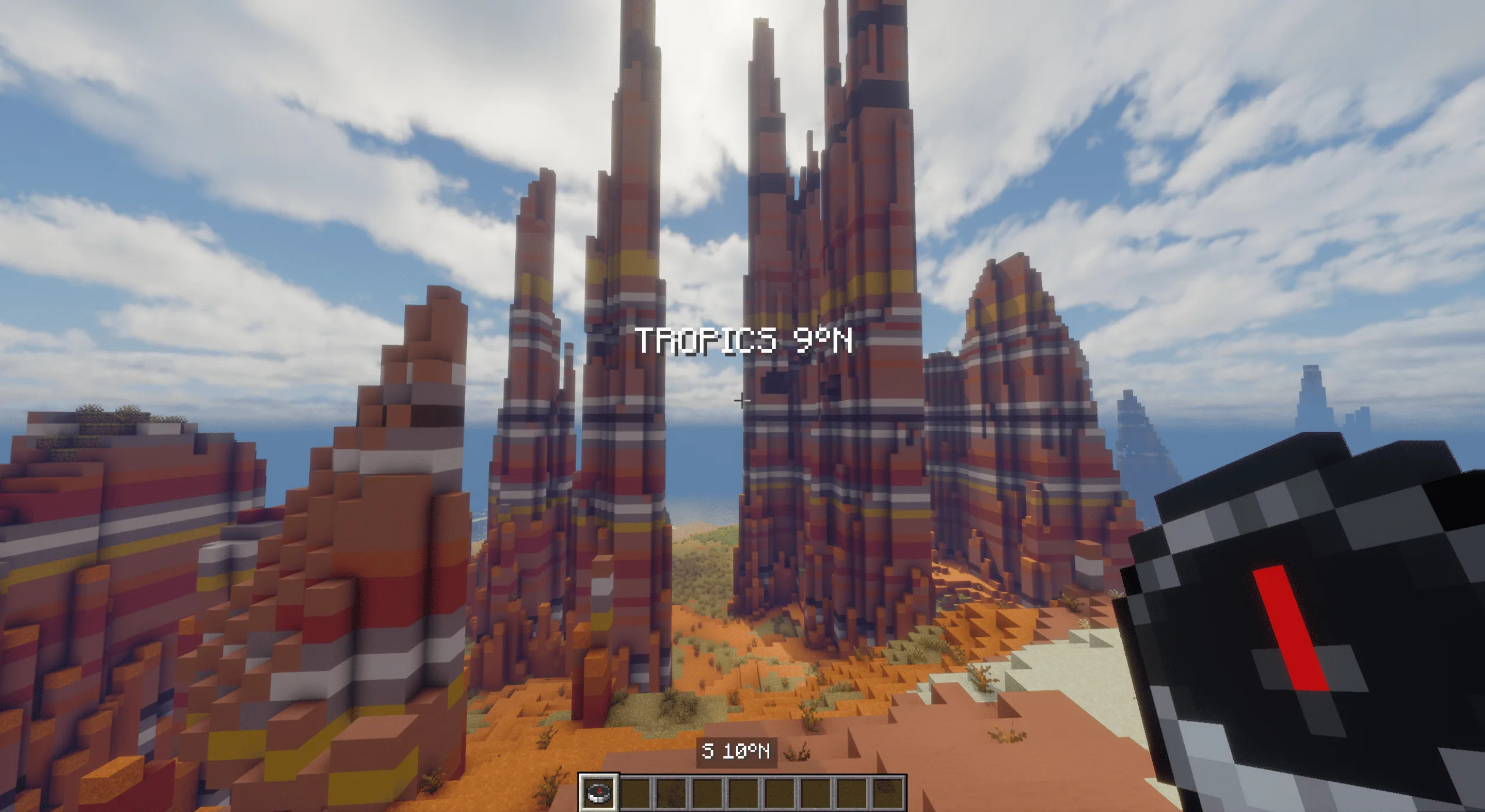 Отображение названий широтных поясов на экране