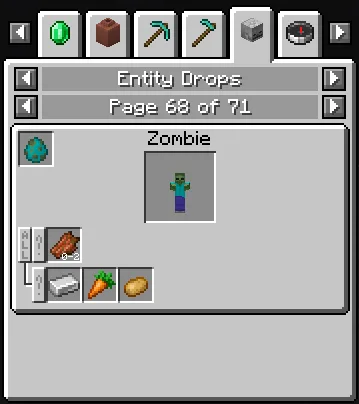 Окно настройки категорий выпадения предметов из существ в моде Advanced Loot Info.